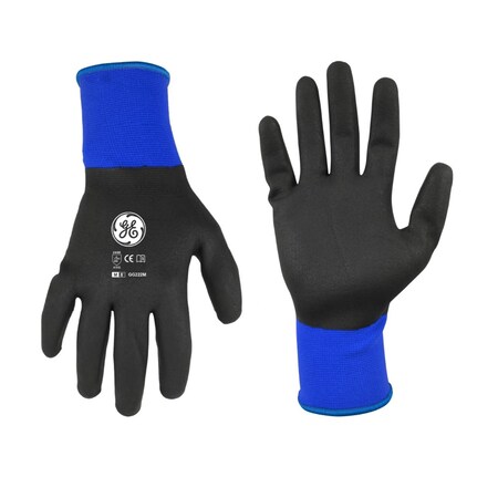 Ge Fully Dipped Coated Gloves, Foam Nitrile, Black, M 24 PK GG222M